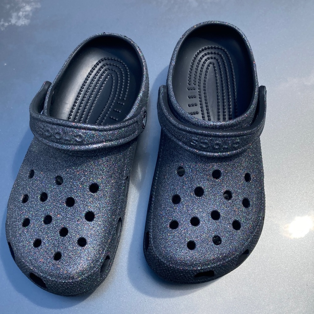 CROCS Kids Glittery Black Sandals